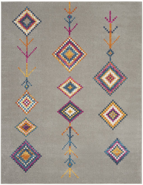 7’ x 10’ Gray and Multicolor Geometric Area Rug