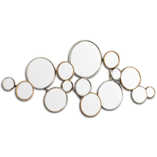 20" Gold And Silver Abstract Metal Framed Accent Mirror