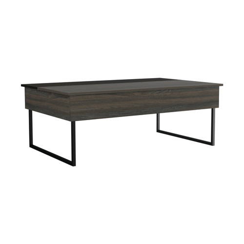 49" Espresso And Black Wood And Metal Lift Top Coffee Table