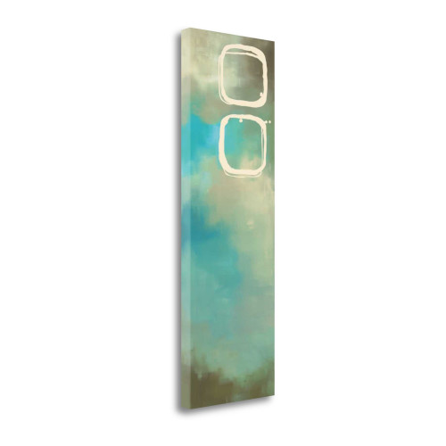 Retro In Aqua And Khaki III Wrapped Canvas Print Living Room Wall Art