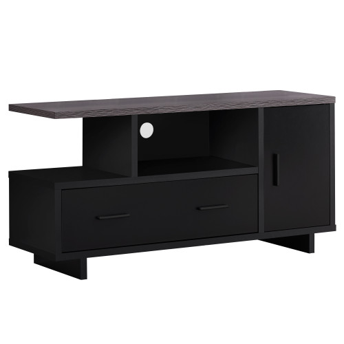 15.5" x 47.25" x 23.75" BlackGrey Top With Storage Tv Stand