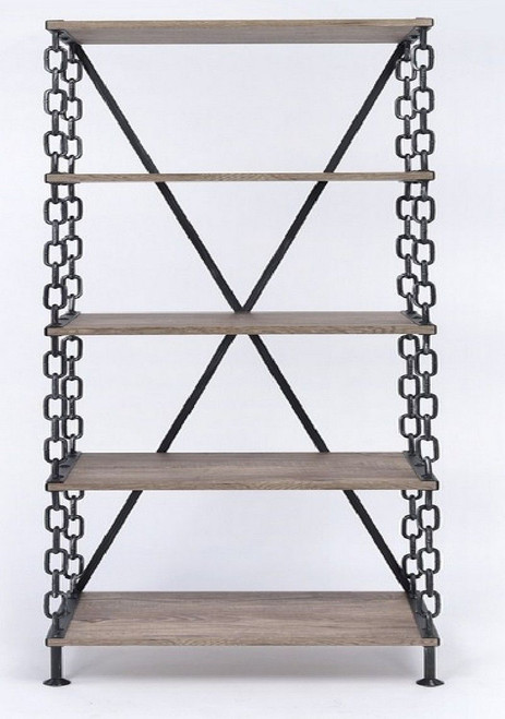 40" X 18" X 72" Rustic Oak And Antique Black Long Side Pier