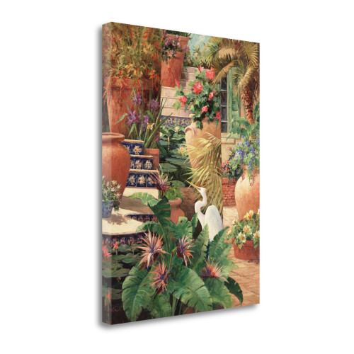 Floral Fractal With Egret 5 Wrapped Canvas Print Wall Art