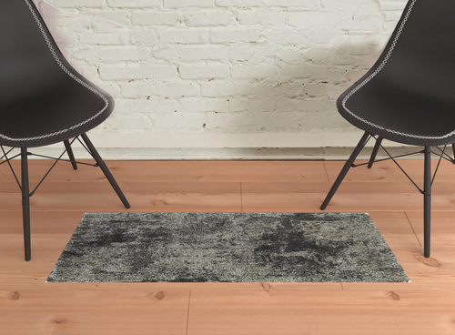 2' X 3' Gray And Charcoal Abstract Shag Area Rug
