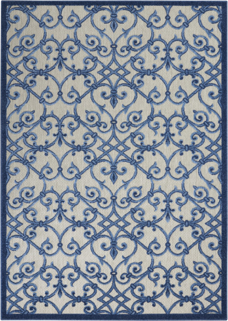 Homeroots Home Decor Gray and Blue Indoor Outdoor Area Rug, 5 x 8 Inch
