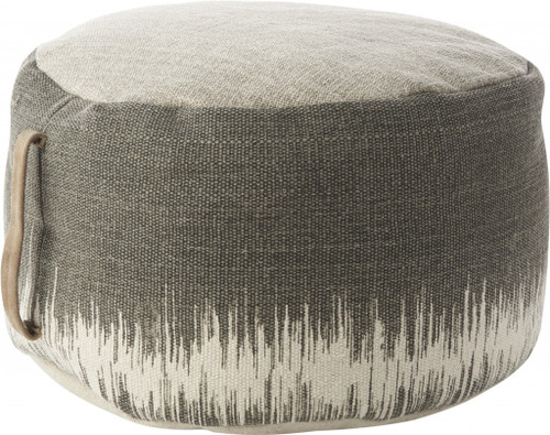 20" Dark Grey Abstract Round Pouf Ottoman