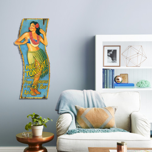 Vintage Hula Girl Tiki Bar Advertisment Wall Decor