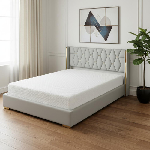 White Tufted Upholstered Twin Bed Frame