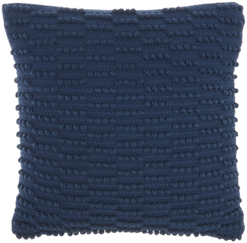 Navy Blue Textured Broken Stripes Throw Pillow