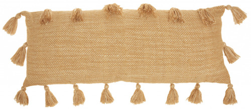 Yellow Tasseled Lumbar Pillow