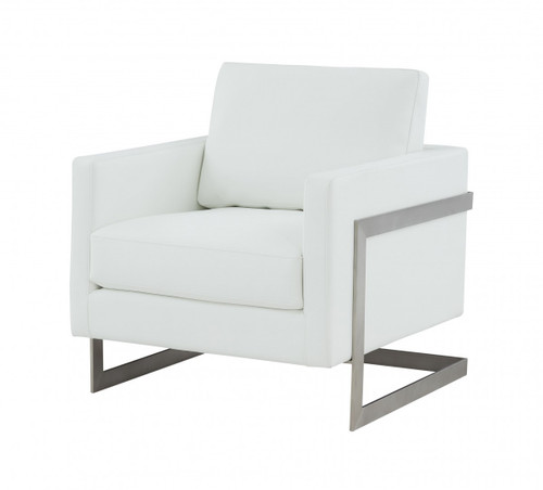 Stylish White and Black Faux Leather Accent Chair