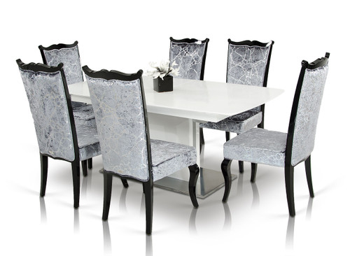 30" White Hardwood Mdf And Metal Dining Table