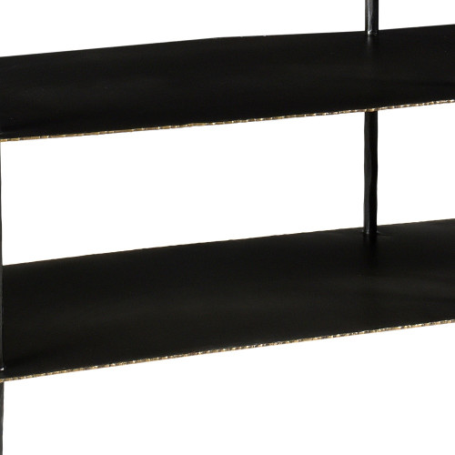 48" Black Iron Six Leg Console Table Two Shelves