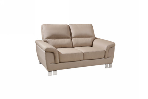 37" Modern Beige Leather Loveseat