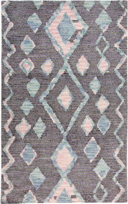 10' X 13' Blue Pink And Green Wool Geometric Tufted Handmade Area Rug