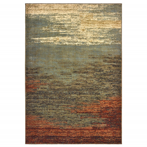 5’x7’ Blue and Brown Distressed Area Rug