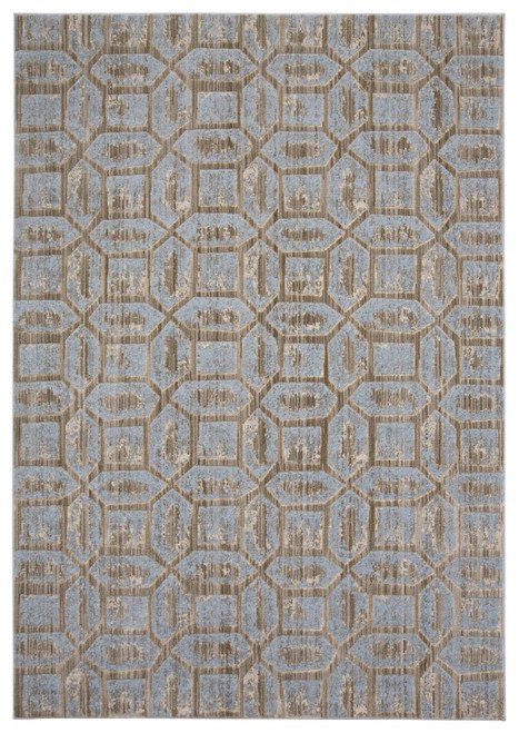 4' X 6' Blue Taupe And Ivory Floral Distressed Stain Resistant Area Rug