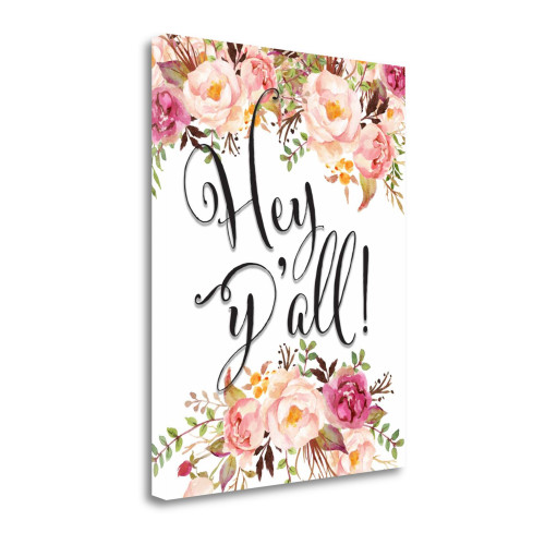 Hey Yall Floral 2 Wrapped Canvas Print Living Room Wall Art
