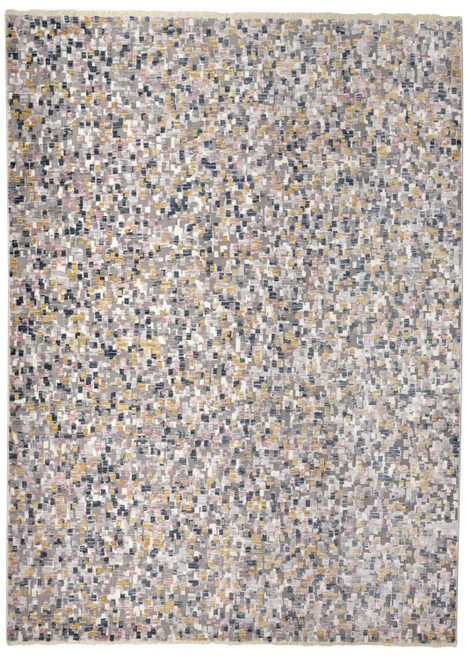 8' X 10' Taupe Tan And Orange Abstract Stain Resistant Area Rug