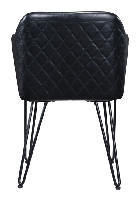Set of Two Vintage Black Faux Leather Dining Chairs