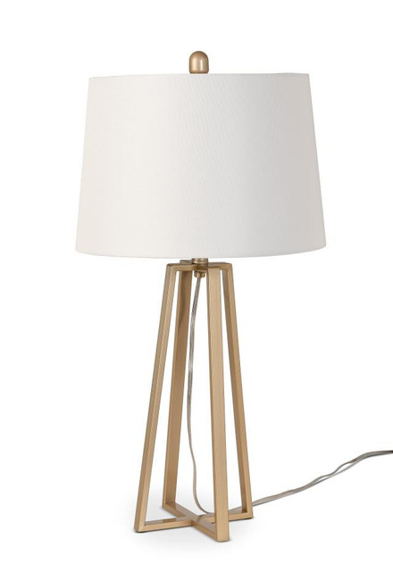 Set of Two 29" Gold Metal Open Geometric Table Lamps With Off White Shade