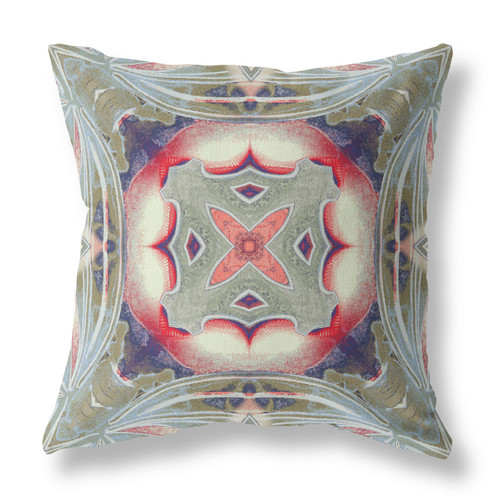 20"x20" Muted Green Indigo Hot Pink Zippered Broadcloth Geometric Throw Pillow