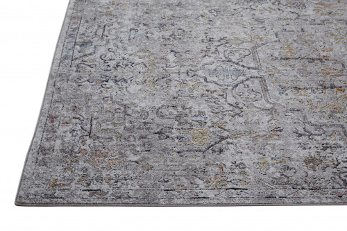 2' X 3' Gray Taupe And Yellow Abstract Stain Resistant Area Rug