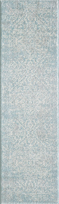 7'x12' Spa Blue Machine Woven Distressed Medallion Indoor Area Rug