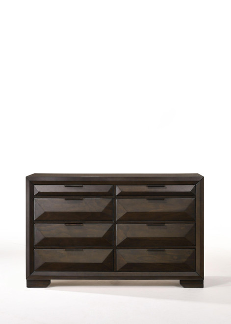 59" X 17" X 37" Espresso Rubber Wood Dresser