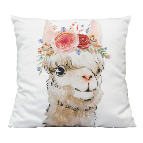 Boho Flower Llama 18" Square Pillow