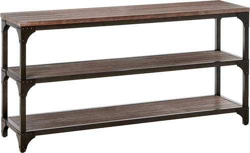 60" Rustic Weathered Oak Console Storage Table
