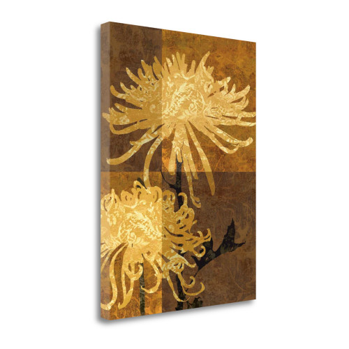 Golden Mums II Wrapped Canvas Print Living Room Wall Art