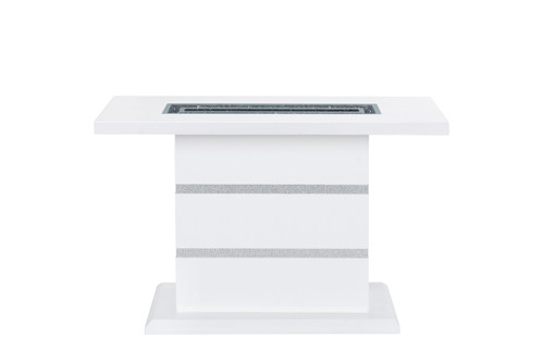 47" White Wood And Faux Crystals Pedestal Console Table
