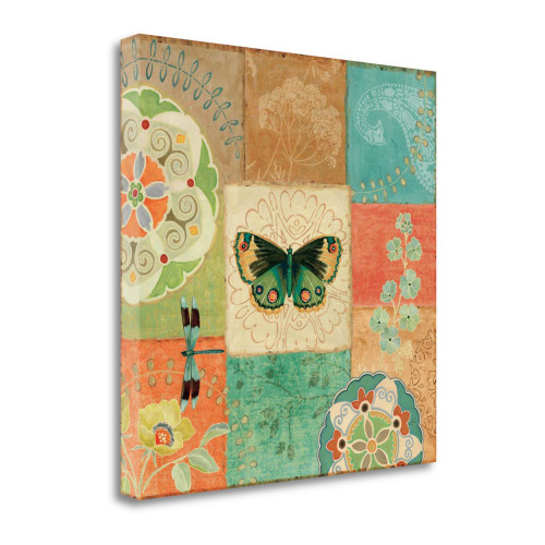 Folk Floral III Center Butterfly Wrapped Canvas Print Living Room Wall Art