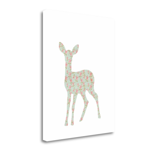 Floral Deer 2 Wrapped Canvas Print Living Room Wall Art