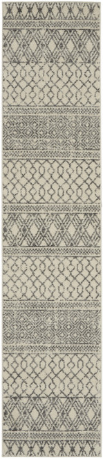 2’ x 10’ Ivory and Gray Geometric Runner Rug