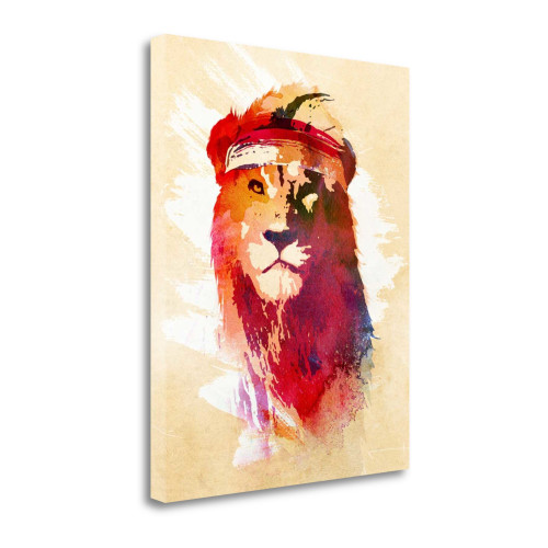 Gym Lion 3 Wrapped Canvas Print Living Room Wall Art