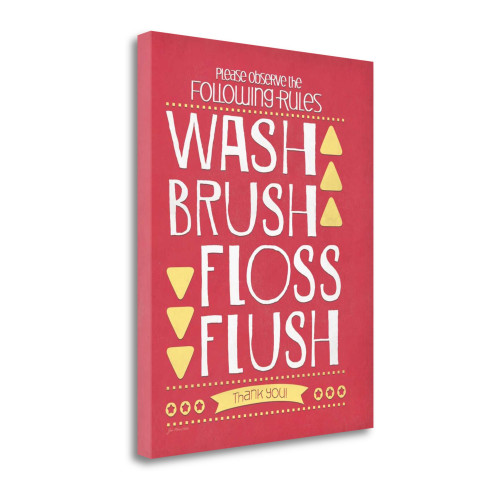 Wash Brush Floss Flush 2 Wrapped Canvas Print Wall Art