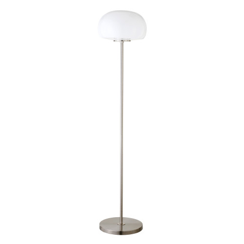 62" Nickel Novelty Floor Lamp With White Frosted Glass Globe Shade