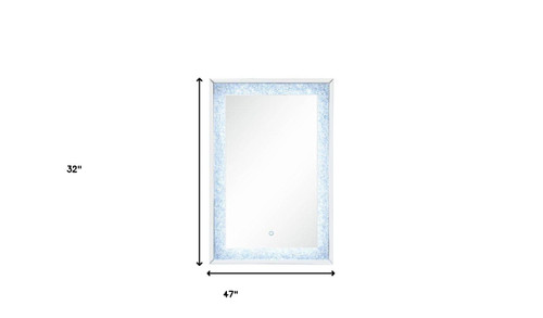 47" Mirrored & Faux Diamonds Lighted Accent Mirror