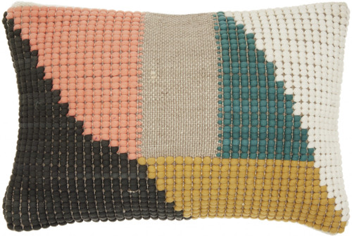 Multicolor Geometric Patch Throw Pillow