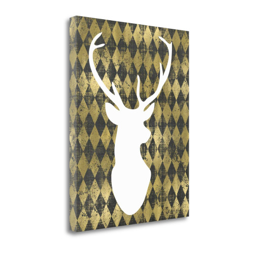White Deerhead 1 Wrapped Canvas Print Living Room Wall Art