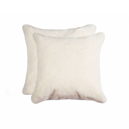 18" X 18" Natural Sheepskin Set Of 2 Pillows