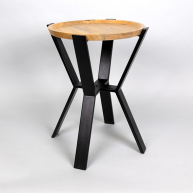 20" Natural Wood And Brown Manufactured Wood Round End Table