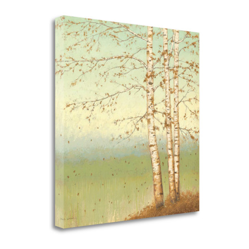 Golden Birch II With Blue Sky Wrapped Canvas Print Living Room Wall Art