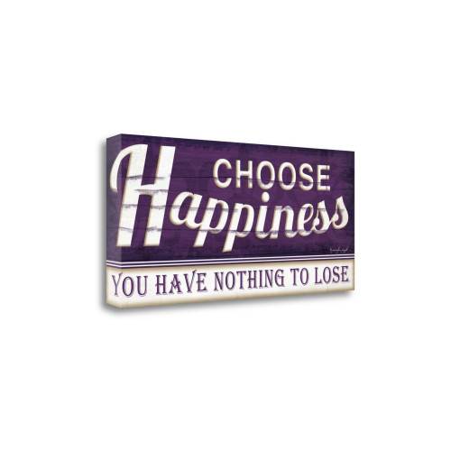 Choose Happiness 3 Wrapped Canvas Print Living Room Wall Art