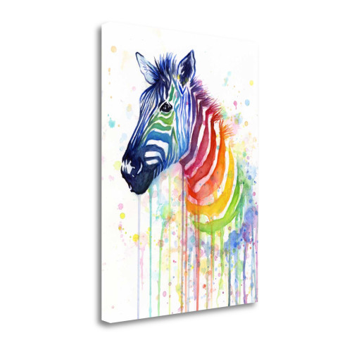 Rainbow Zebra 1 Wrapped Canvas Print Living Room Wall Art