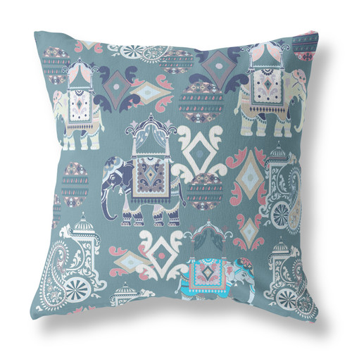 28" X 28" Gray And White Broadcloth Floral Throw Pillow