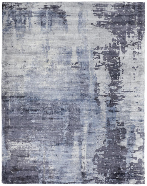 10' X 14' Blue Gray And Ivory Abstract Hand Woven Area Rug
