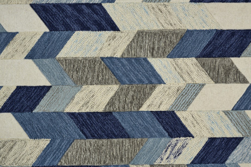 10' X 13' Blue Ivory And Gray Wool Geometric Tufted Handmade Area Rug